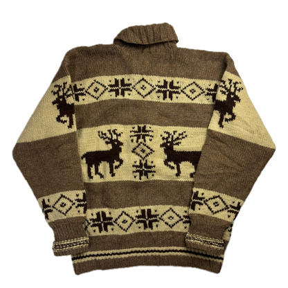 Ralph Lauren Polo Country Reindeer Shawl Neck Pattern Hand Knit Jumper (Wool) - XL