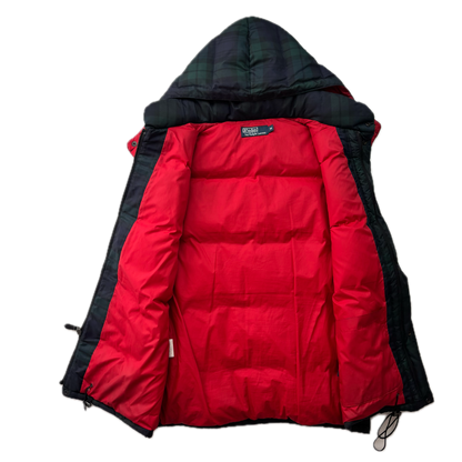 Polo Ralph Lauren BlackWatch Tartan Hooded Body Warmer Gilet - M