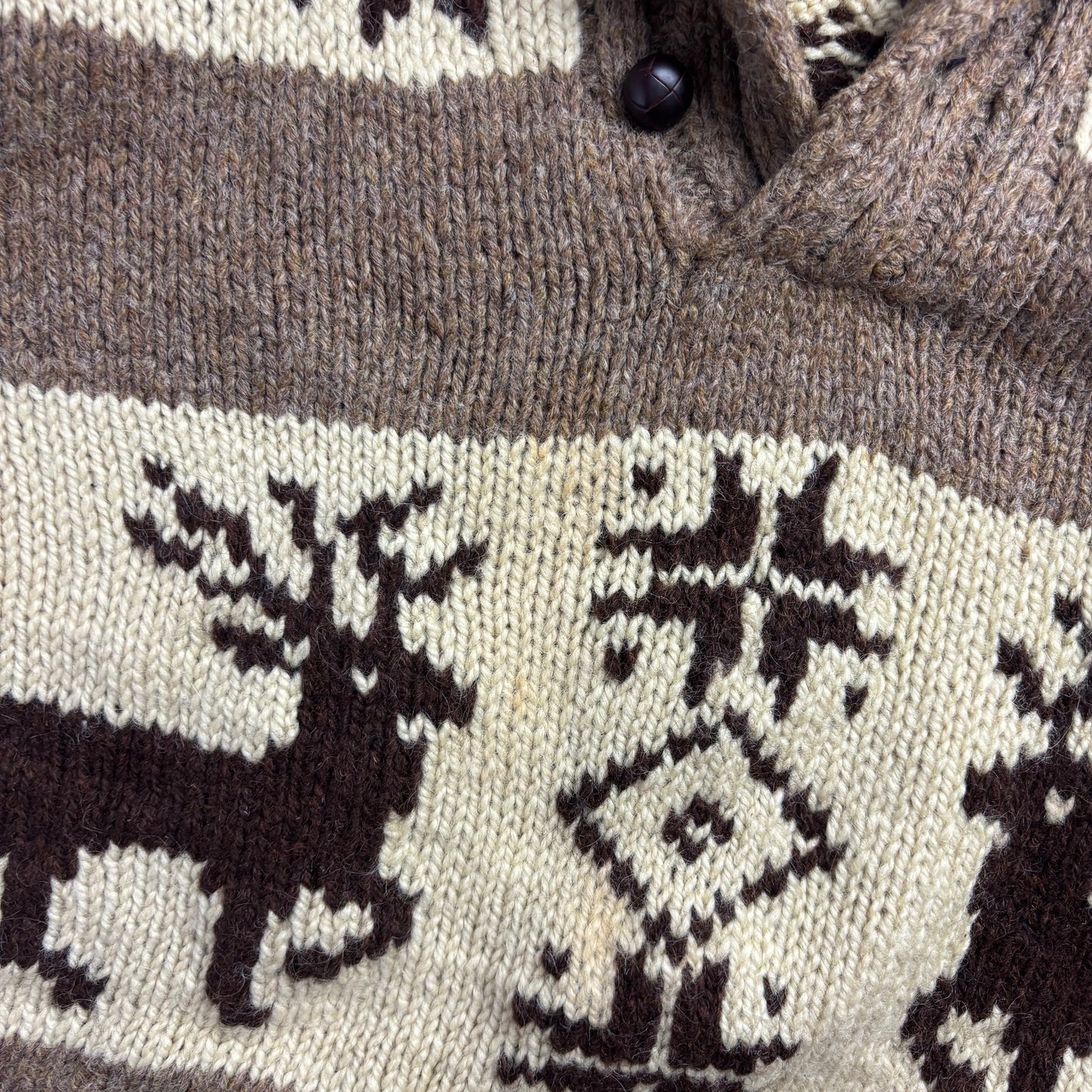 Ralph Lauren Polo Country Reindeer Shawl Neck Pattern Hand Knit Jumper (Wool) - XL