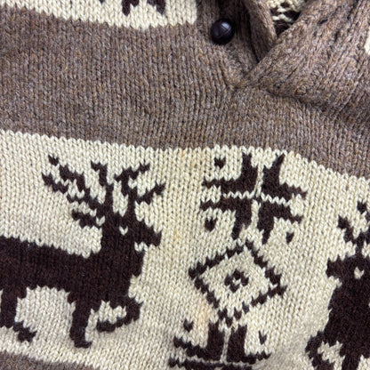 Ralph Lauren Polo Country Reindeer Shawl Neck Pattern Hand Knit Jumper (Wool) - XL