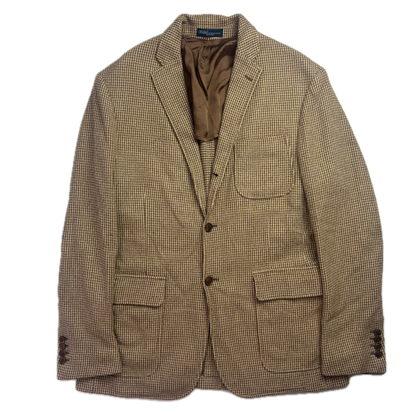 Polo Ralph Lauren Brown Houndstooth Tweed Blazer Sports Coat (Silk) - 42R