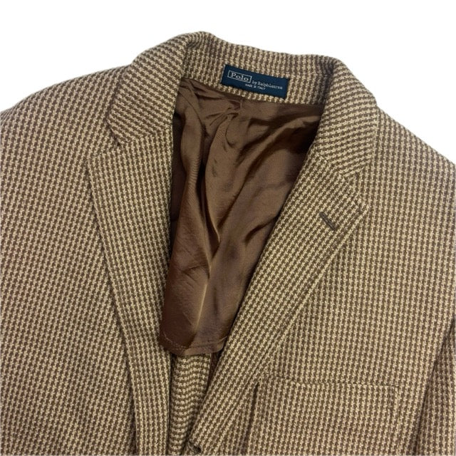 Polo Ralph Lauren Brown Houndstooth Tweed Blazer Sports Coat (Silk) - 42R