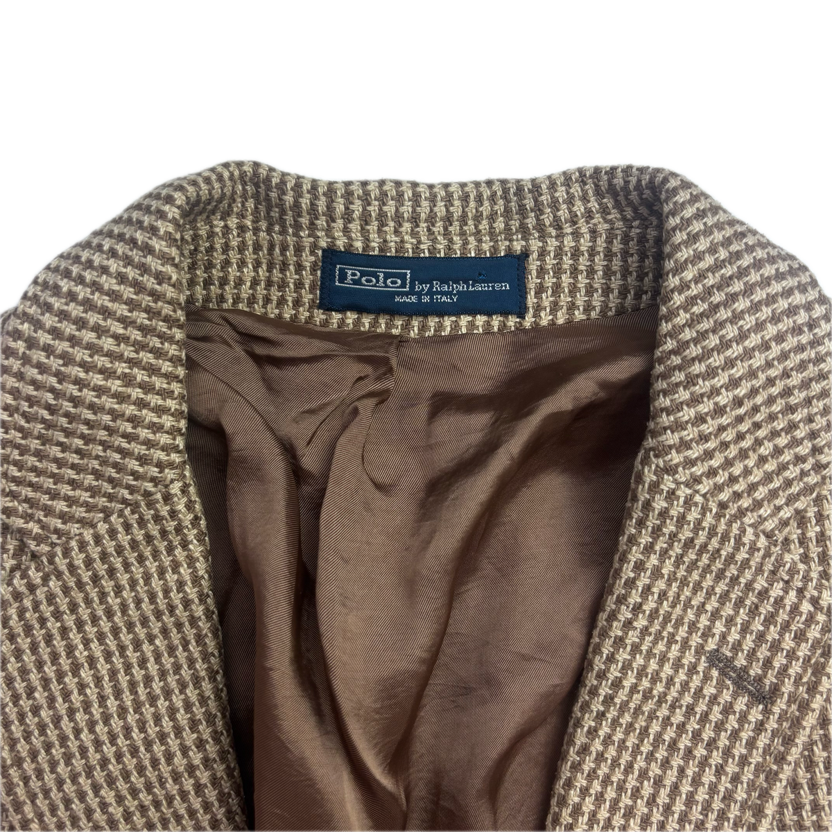 Polo Ralph Lauren Brown Houndstooth Tweed Blazer Sports Coat (Silk) - 42R