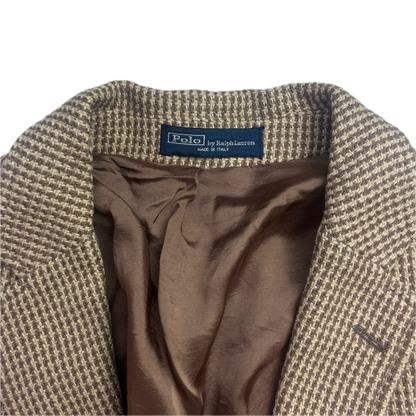 Polo Ralph Lauren Brown Houndstooth Tweed Blazer Sports Coat (Silk) - 42R