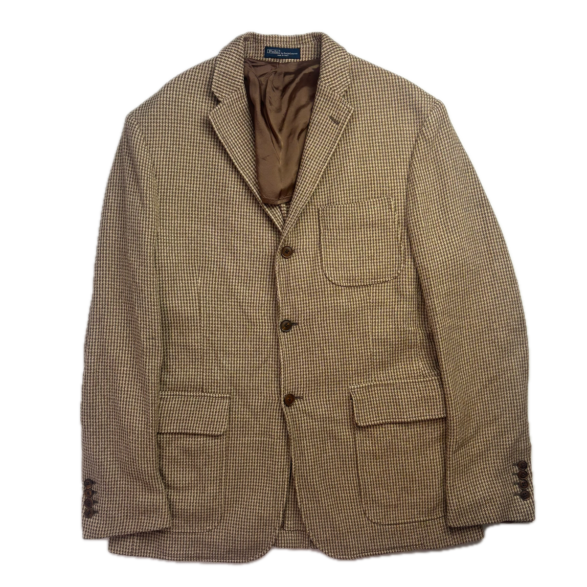 Polo Ralph Lauren Brown Houndstooth Tweed Blazer Sports Coat (Silk) - 42R