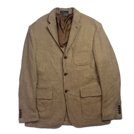 Polo Ralph Lauren Brown Houndstooth Tweed Blazer Sports Coat (Silk) - 42R