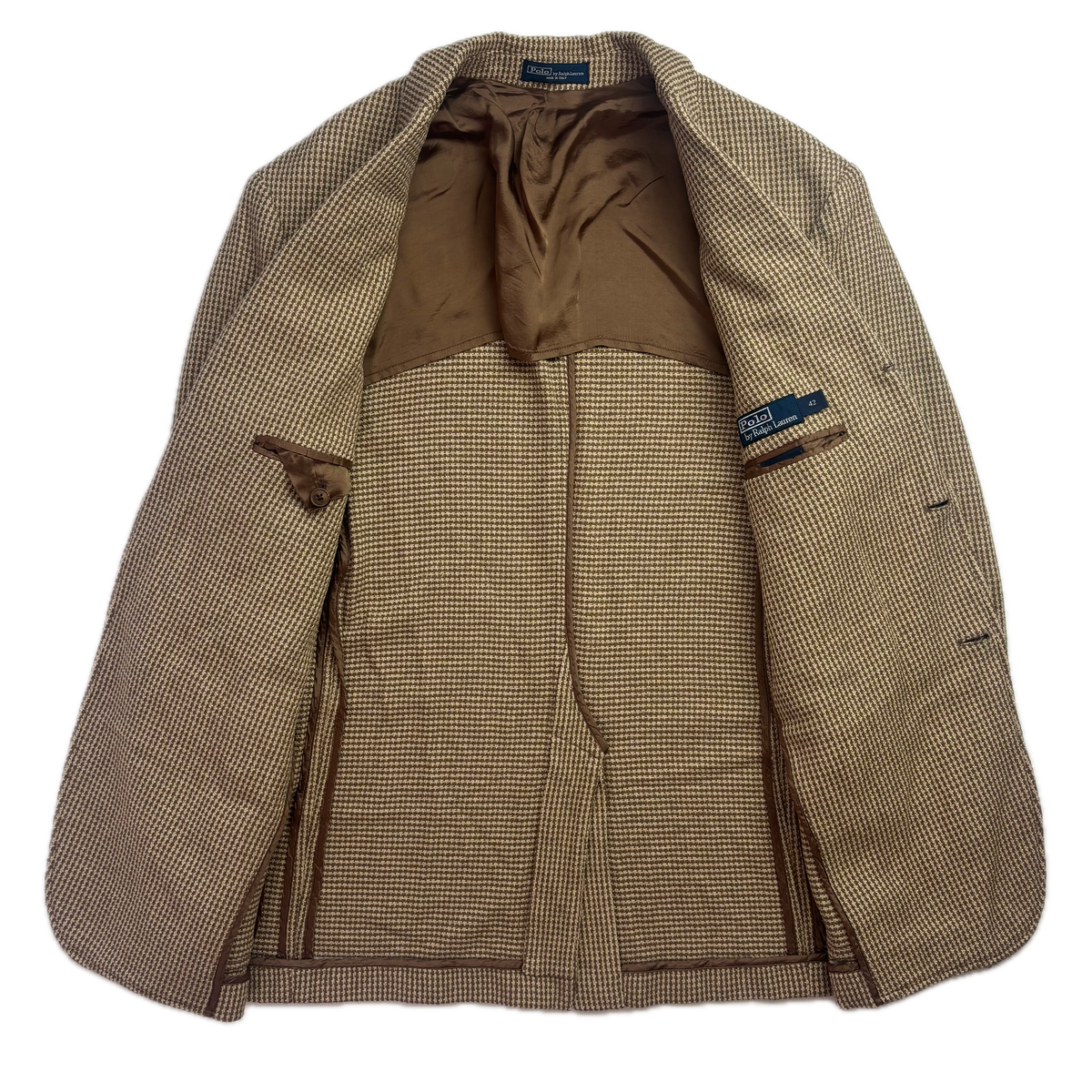 Polo Ralph Lauren Brown Houndstooth Tweed Blazer Sports Coat (Silk) - 42R