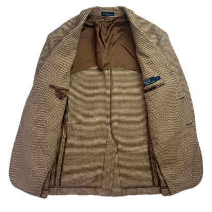 Polo Ralph Lauren Brown Houndstooth Tweed Blazer Sports Coat (Silk) - 42R