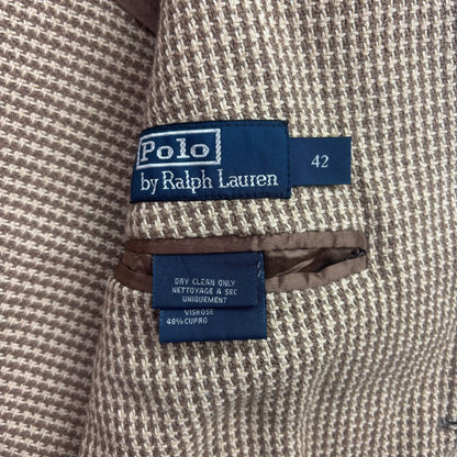 Polo Ralph Lauren Brown Houndstooth Tweed Blazer Sports Coat (Silk) - 42R