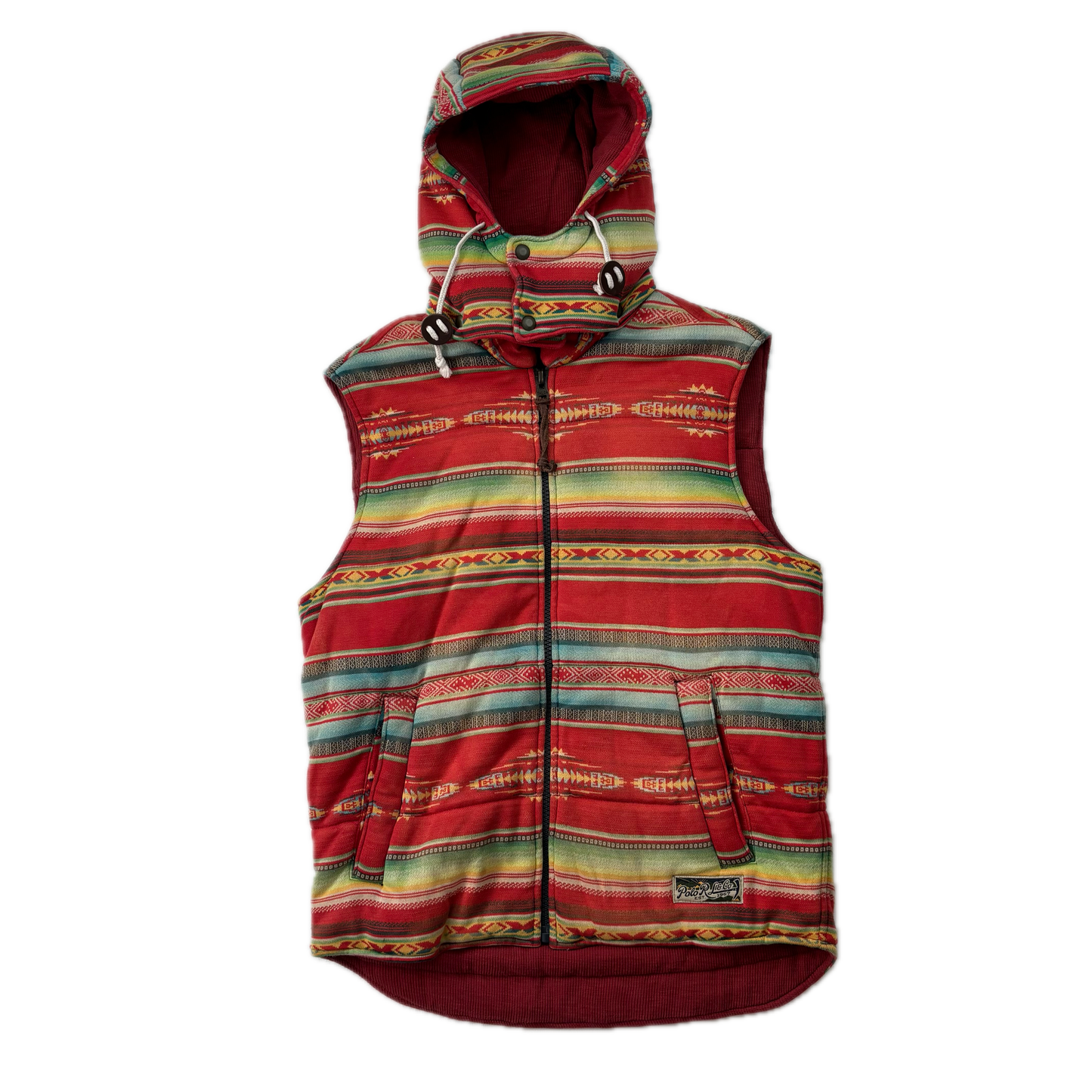 Polo Ralph Lauren Serape Aztec Body Warmer Hooded Gilet Vest Southwestern - M