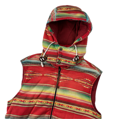 Polo Ralph Lauren Serape Aztec Body Warmer Hooded Gilet Vest Southwestern - M