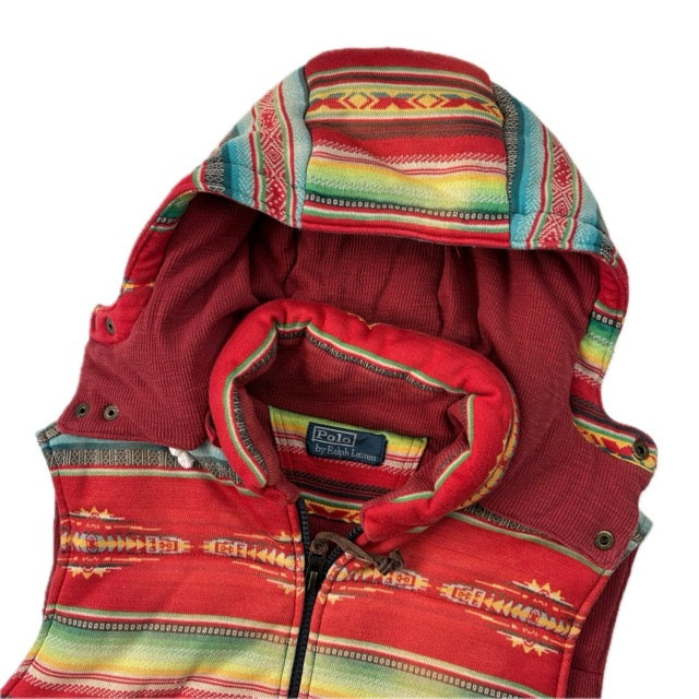 Polo Ralph Lauren Serape Aztec Body Warmer Hooded Gilet Vest Southwestern - M