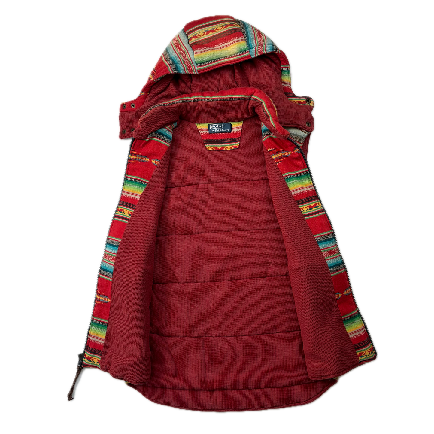 Polo Ralph Lauren Serape Aztec Body Warmer Hooded Gilet Vest Southwestern - M