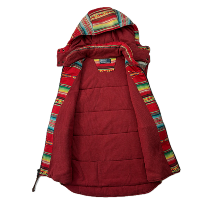 Polo Ralph Lauren Serape Aztec Body Warmer Hooded Gilet Vest Southwestern - M