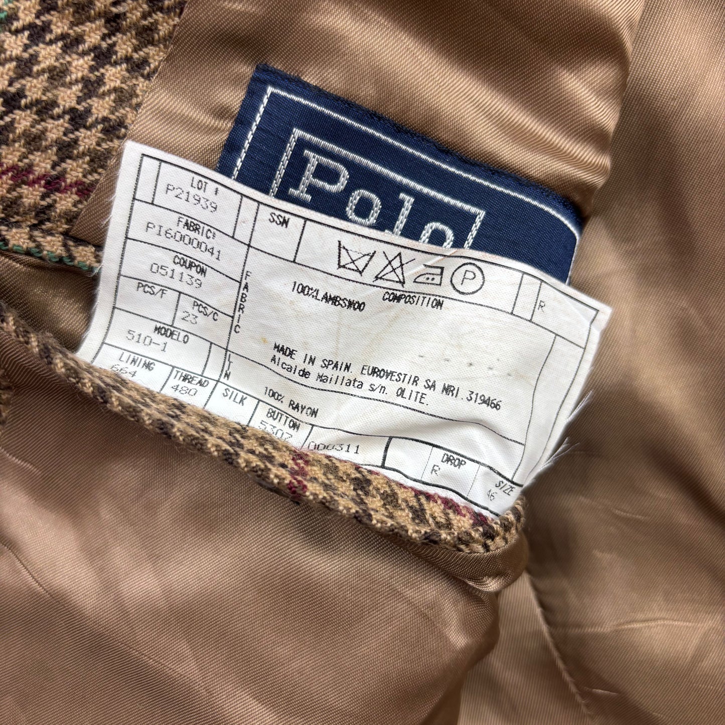 Polo Ralph Lauren Houndstooth Tweed Blazer Sports Coat (Lambswool) - 46R