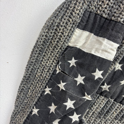 Denim & Supply Grey USA Flag Stars & Stripes Patchwork Cardigan - L