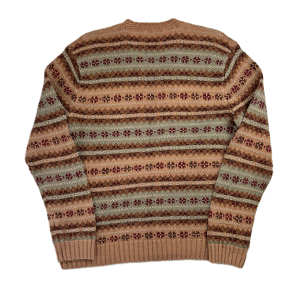 Polo Ralph Lauren Fairisle Jumper V-Neck Hand Knit Sweater (Linen Cotton) - S