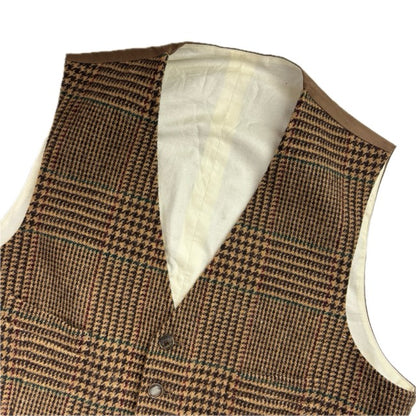 Polo Ralph Lauren Brown Tweed Glen Plaid Waistcoat (Wool) - 44R