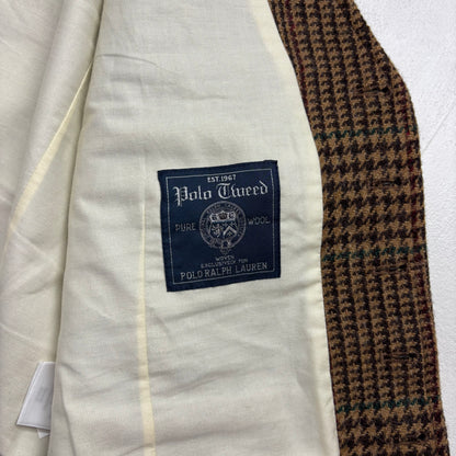 Polo Ralph Lauren Brown Tweed Glen Plaid Waistcoat (Wool) - 44R