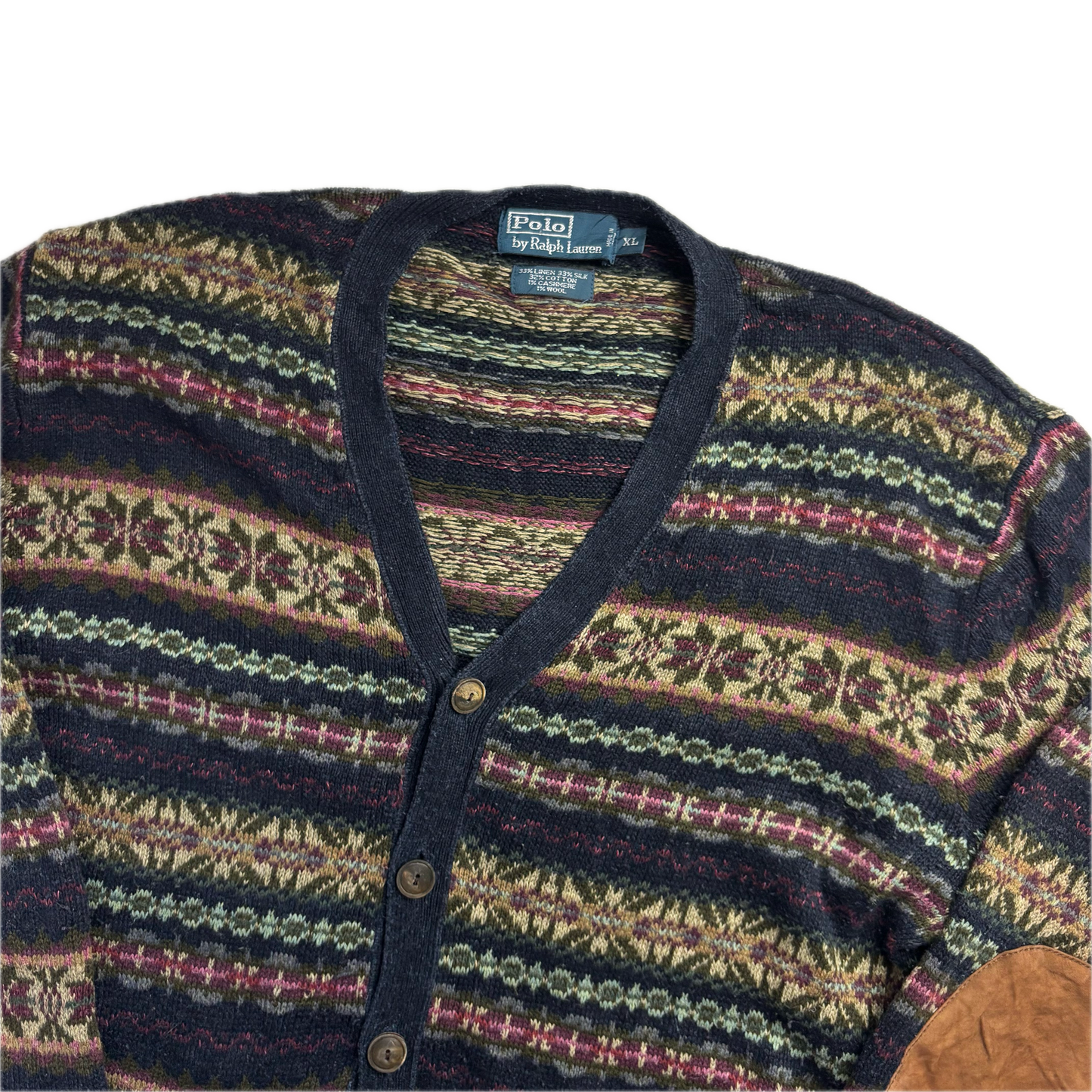 Polo Ralph Lauren Fairisle Cardigan (Silk Linen Cotton Cashmere Wool) - XL