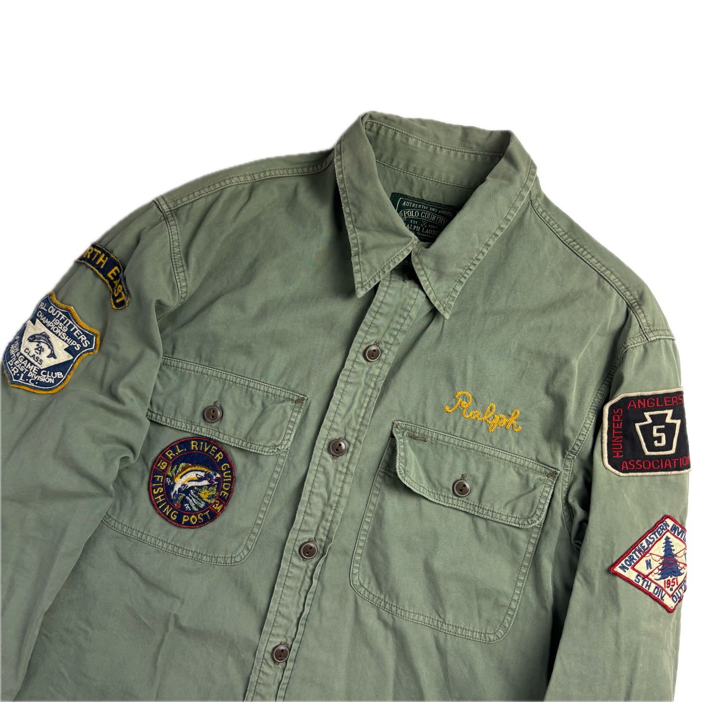 Polo Country Ralph Lauren Rod & Reel Green Fishing Shirt - M