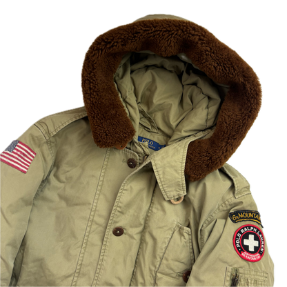 Polo Ralph Lauren Mountain Division Puffer Parka Military Sheepskin Hood - M