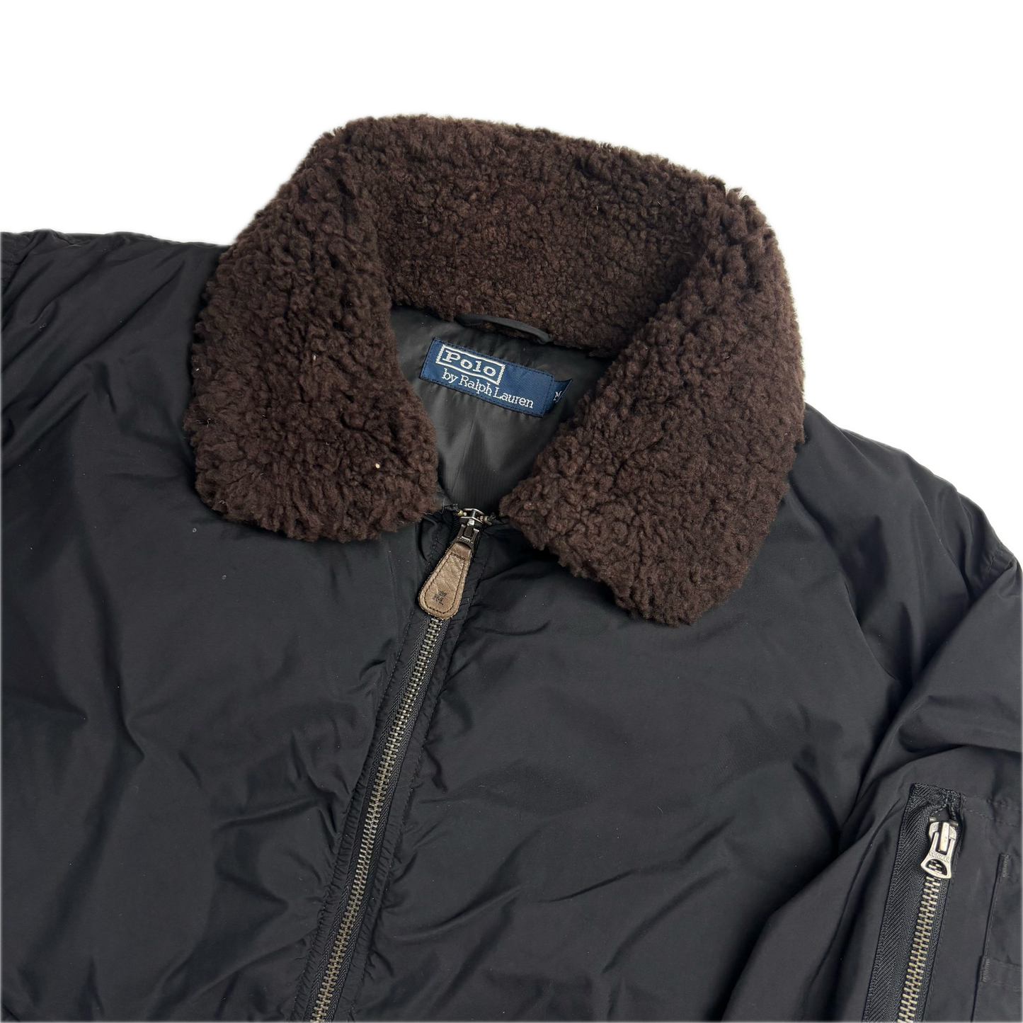 Polo Ralph Lauren Lambswool Collar Black Bomber Jacket - M