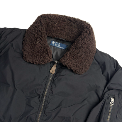 Polo Ralph Lauren Lambswool Collar Black Bomber Jacket - M