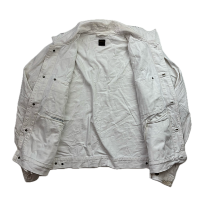 Polo Ralph Lauren White Denim Trucker Jacket Distressed Patchwork - XL