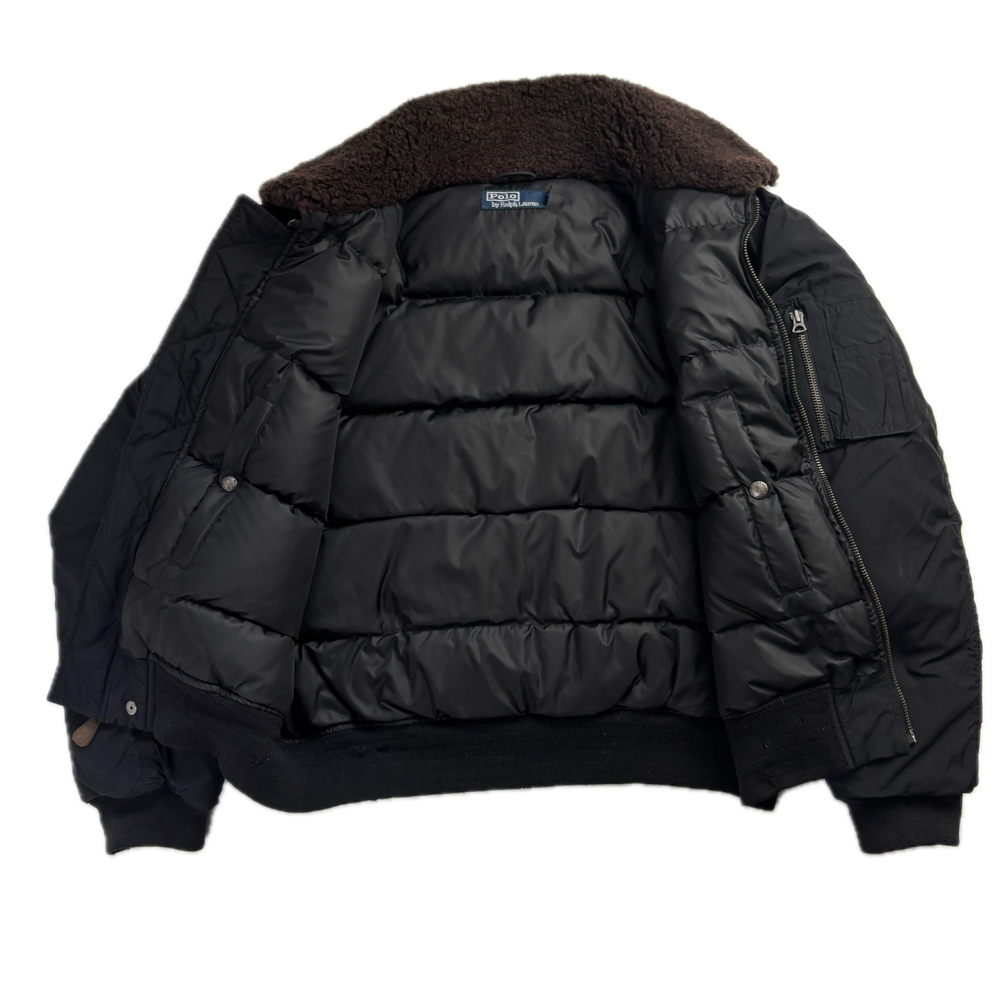 Polo Ralph Lauren Lambswool Collar Black Bomber Jacket - M