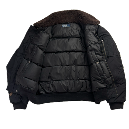 Polo Ralph Lauren Lambswool Collar Black Bomber Jacket - M