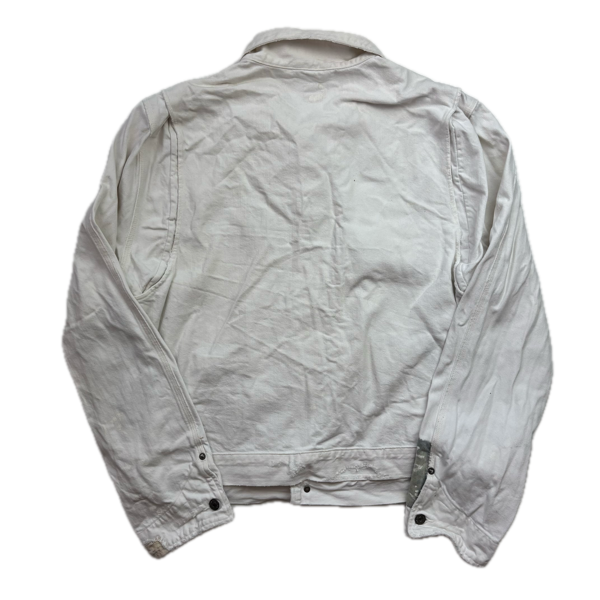 Polo Ralph Lauren White Denim Trucker Jacket Distressed Patchwork - XL
