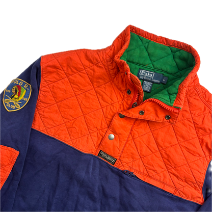 Polo Ralph Lauren Blue Orange Indian Head Kayak Hybrid Quarter Zip Sweatshirt - L