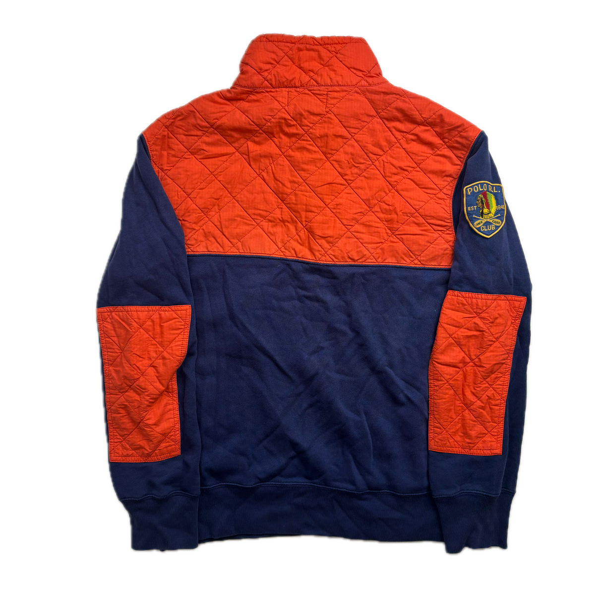 Polo Ralph Lauren Blue Orange Indian Head Kayak Hybrid Quarter Zip Sweatshirt - L