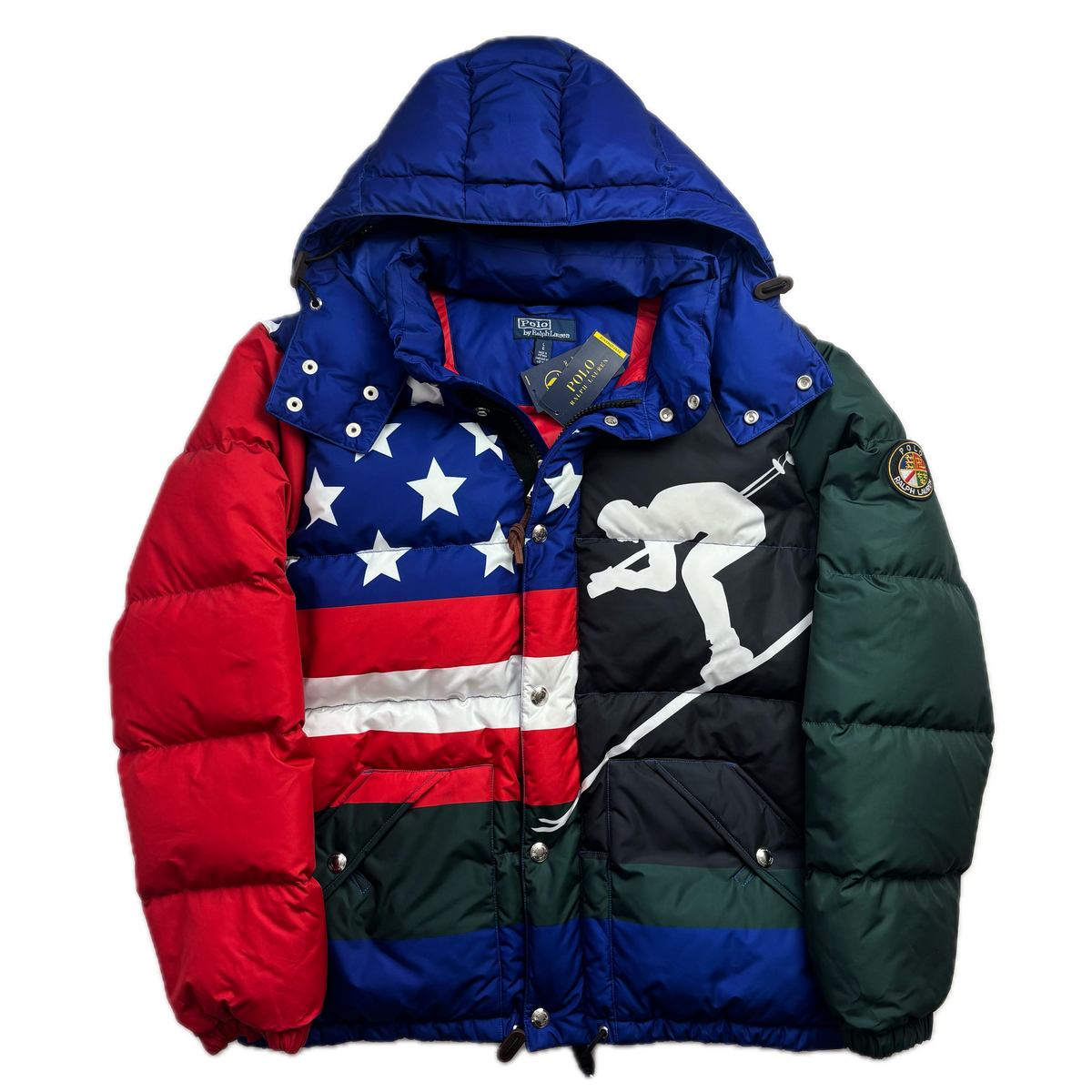 Polo Ralph Lauren Retro Suicide Ski Graphic Puffer Jacket Down Coat - L