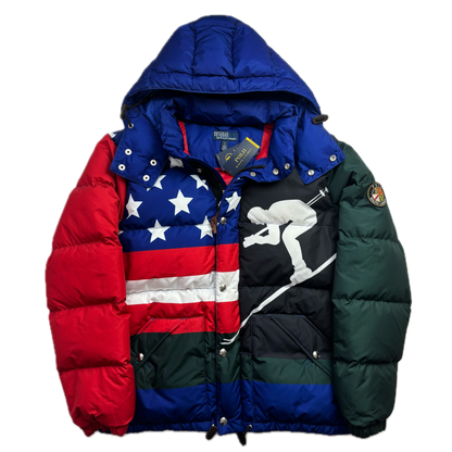Polo Ralph Lauren Retro Suicide Ski Graphic Puffer Jacket Down Coat - L