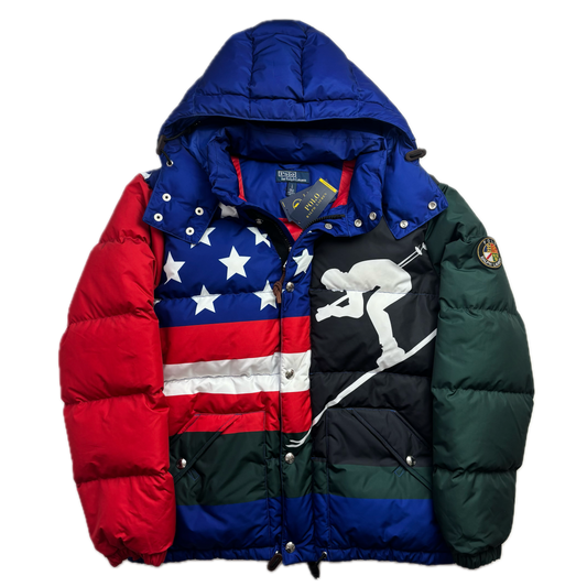 Polo Ralph Lauren Retro Suicide Ski Graphic Puffer Jacket Down Coat - L