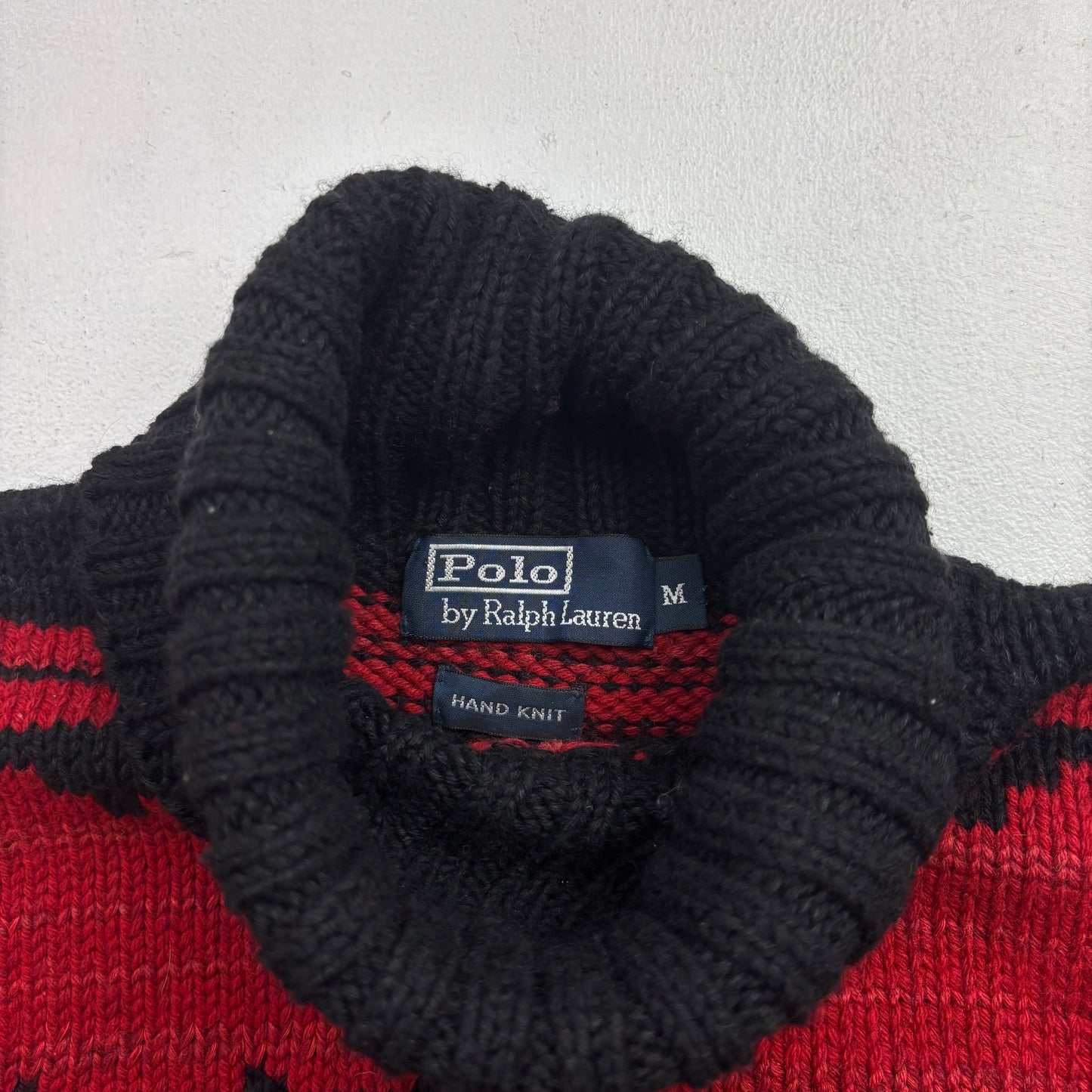 Polo Ralph Lauren Hand Knit Navajo Aztec Jumper Roll Neck Sweater (Wool Linen Silk) - M