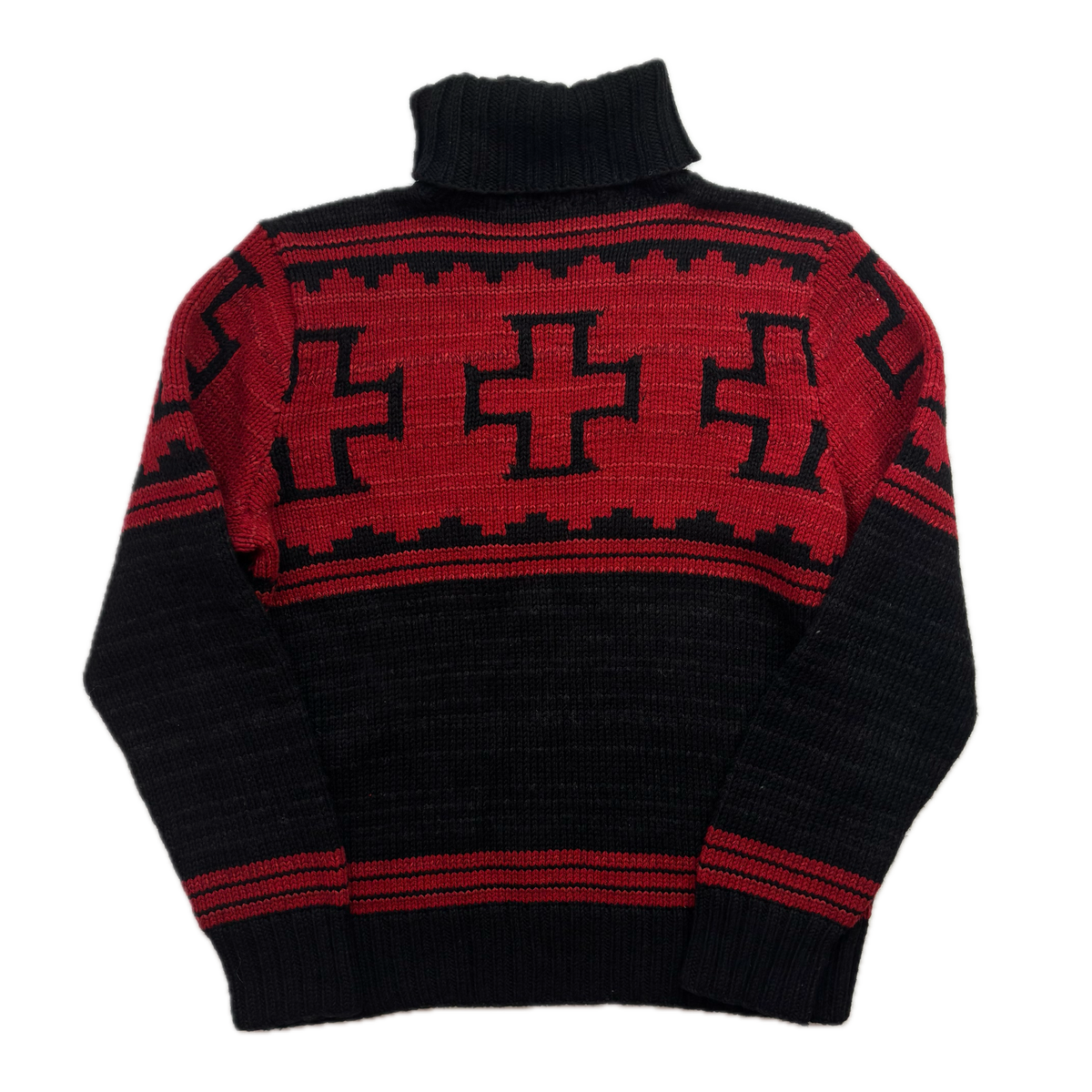 Polo Ralph Lauren Hand Knit Navajo Aztec Jumper Roll Neck Sweater (Wool Linen Silk) - M
