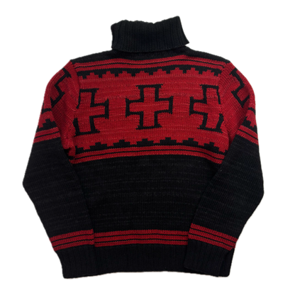 Polo Ralph Lauren Hand Knit Navajo Aztec Jumper Roll Neck Sweater (Wool Linen Silk) - M