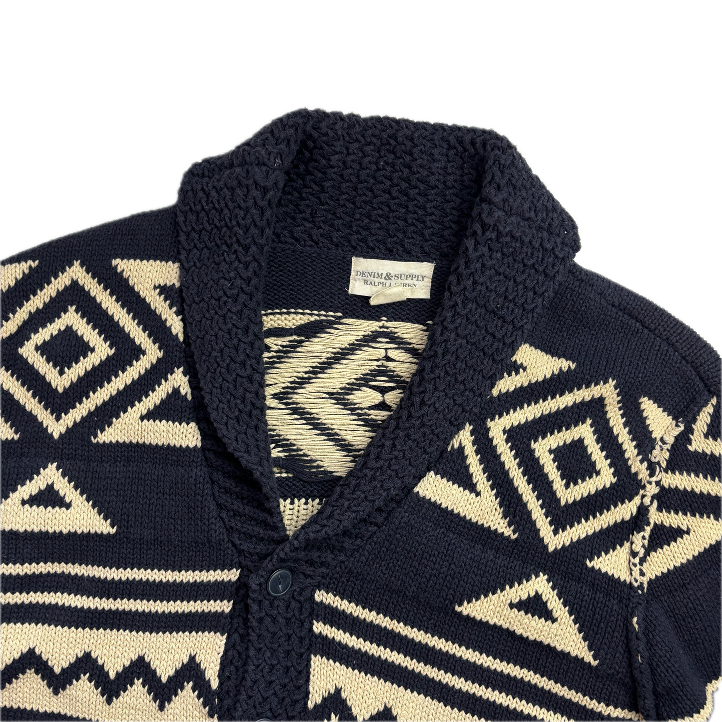 Denim & Supply Navy Beige Aztec Cardigan - XL