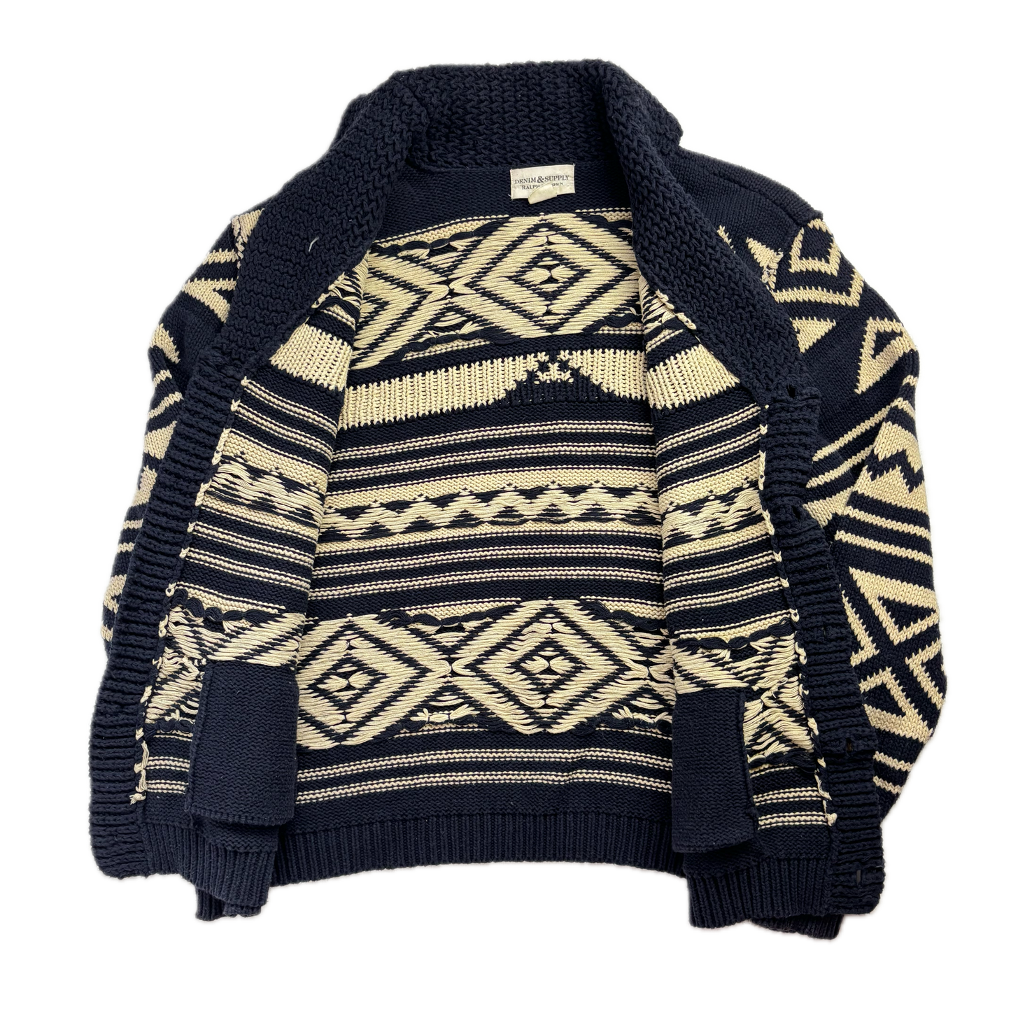 Denim & Supply Navy Beige Aztec Cardigan - XL