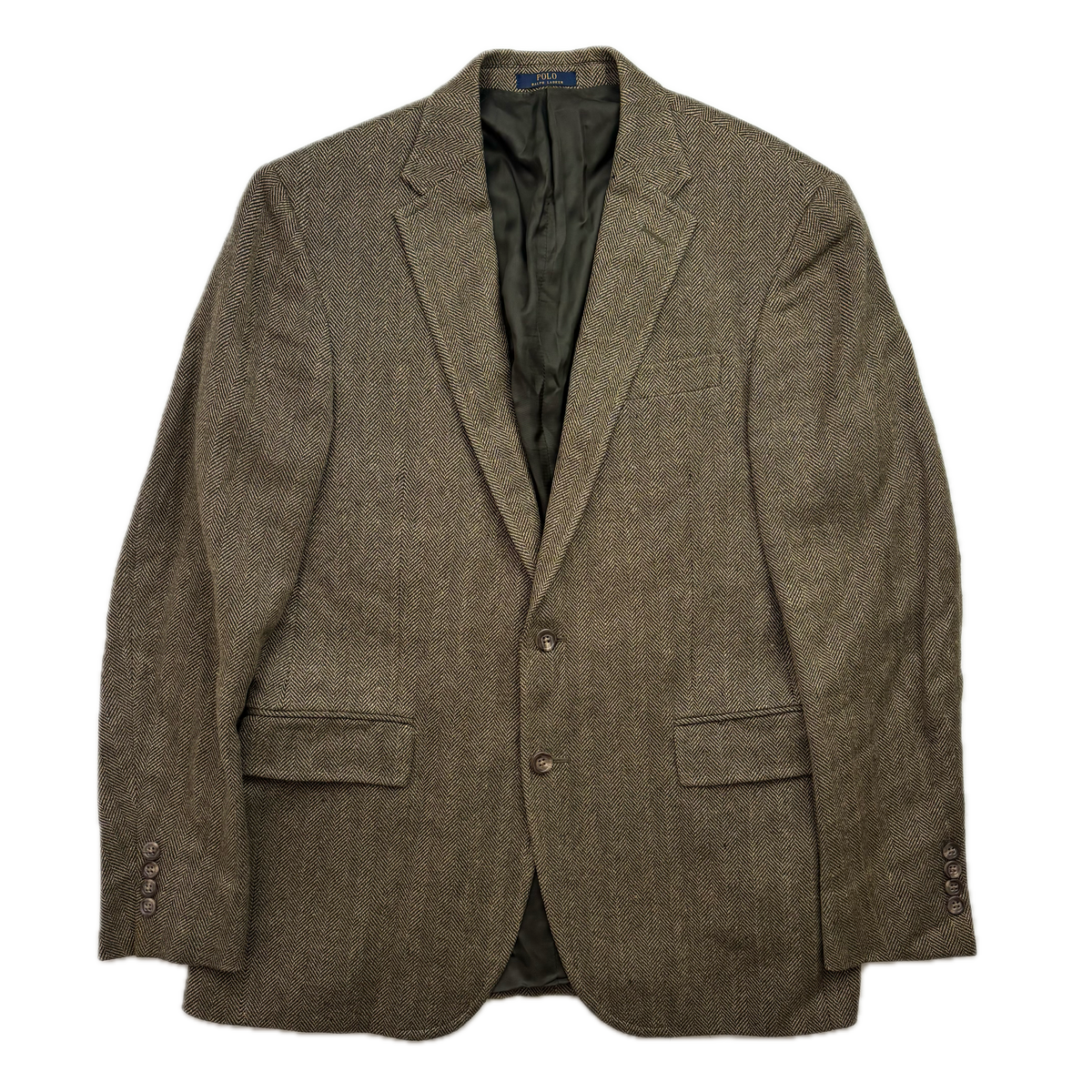 Polo Ralph Lauren Green Herringbone Blazer (Flax Wool) - 40R