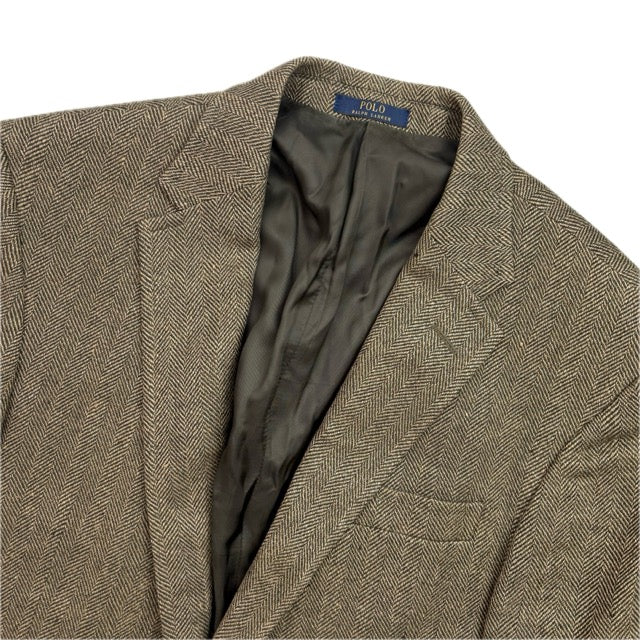 Polo Ralph Lauren Green Herringbone Blazer (Flax Wool) - 40R