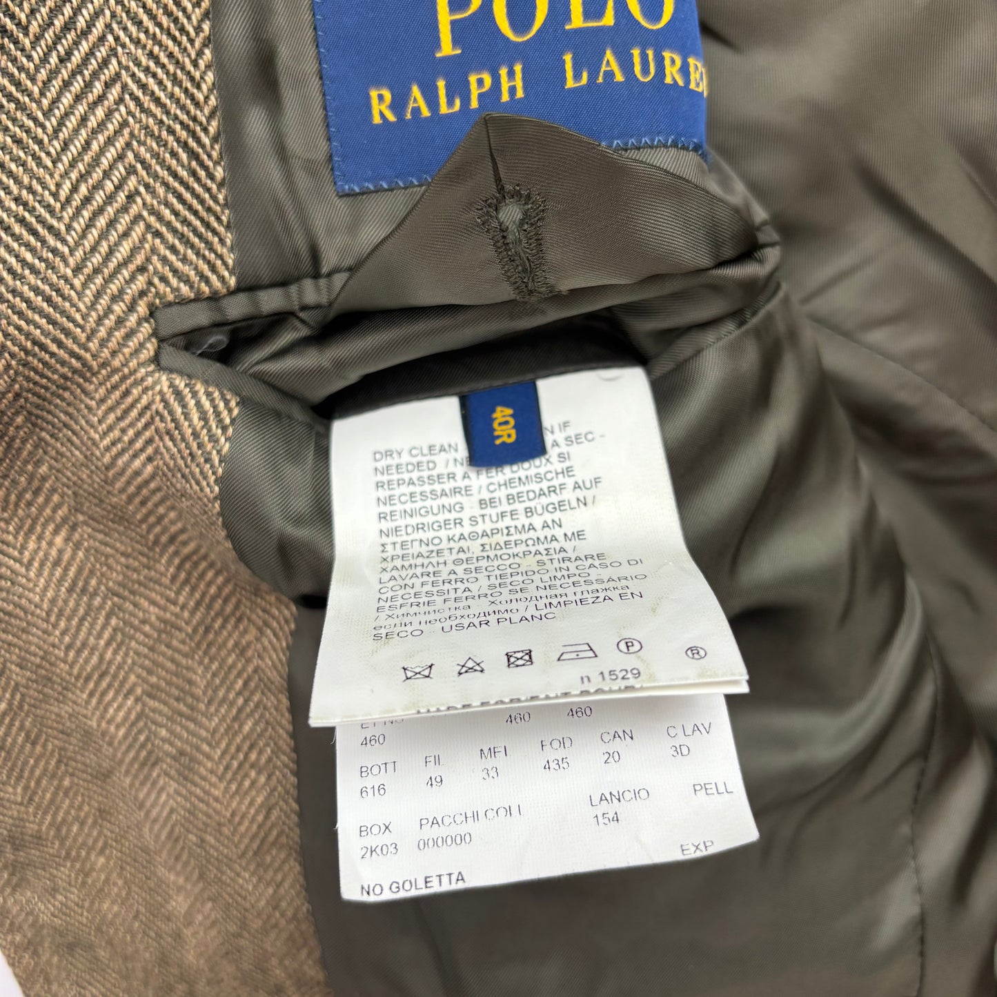 Polo Ralph Lauren Green Herringbone Blazer (Flax Wool) - 40R