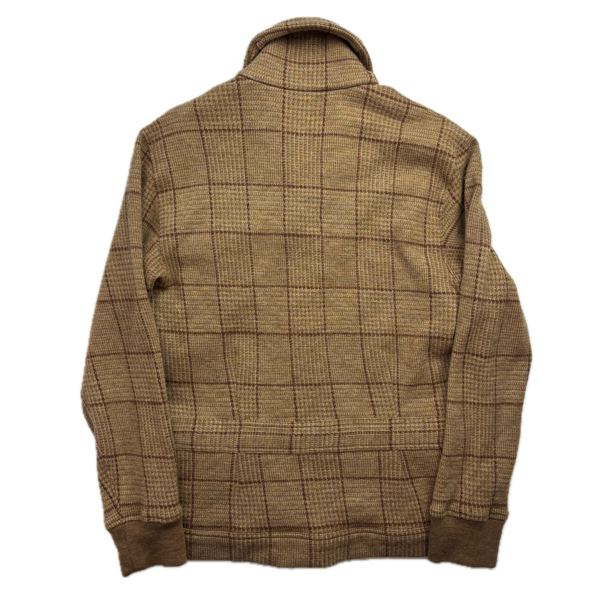 Polo Ralph Lauren Glen Plaid Tweed Brown Shawl Collar Half Norfolk Cardigan (Wool) - M (S)