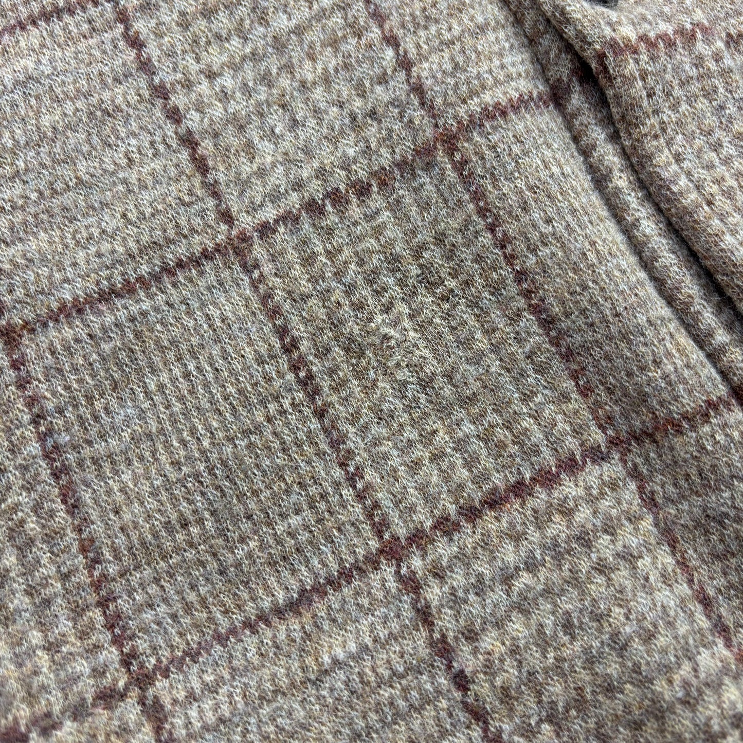 Polo Ralph Lauren Glen Plaid Tweed Brown Shawl Collar Half Norfolk Cardigan (Wool) - M (S)