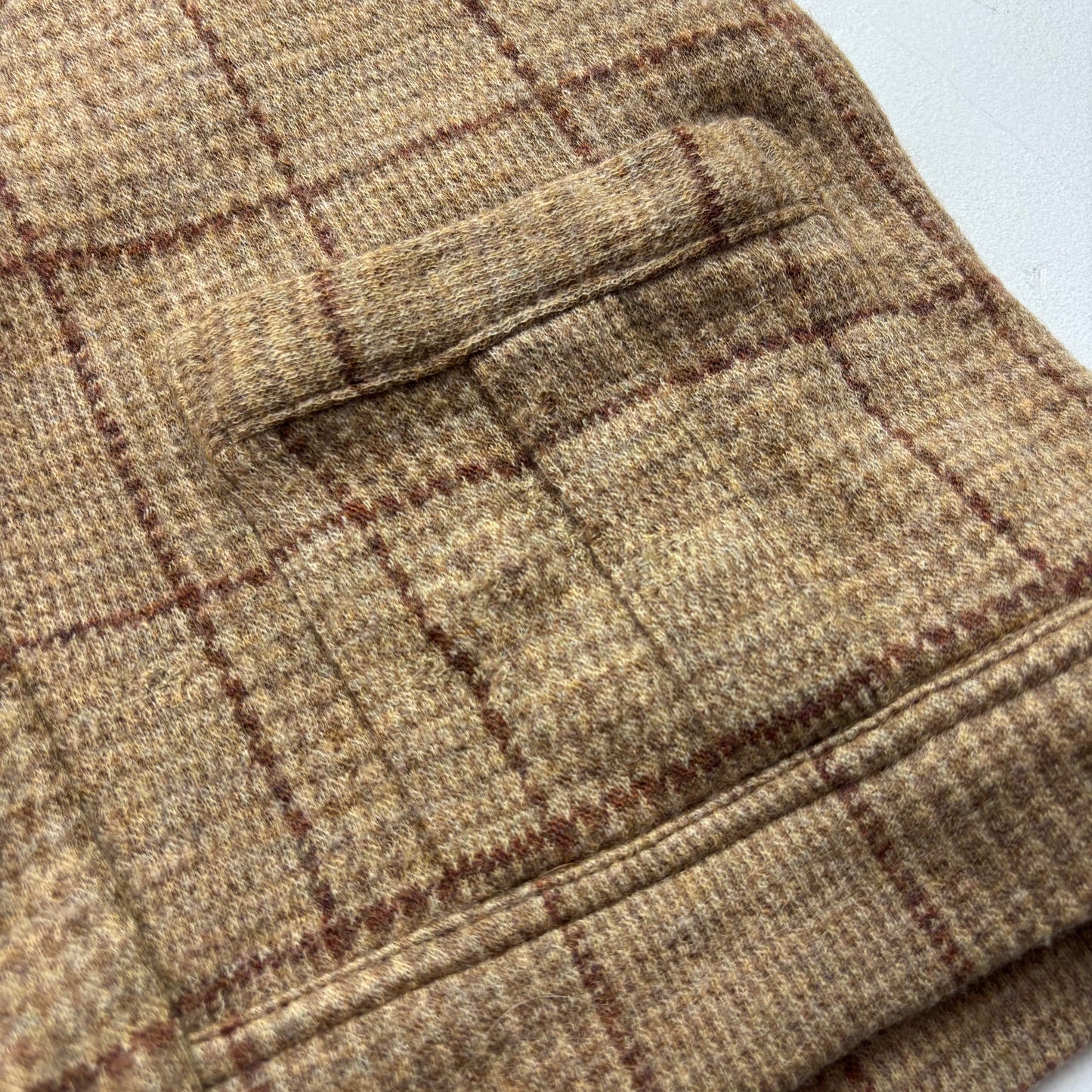 Polo Ralph Lauren Glen Plaid Tweed Brown Shawl Collar Half Norfolk Cardigan (Wool) - M (S)