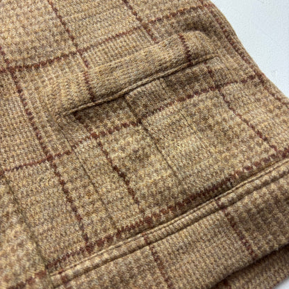 Polo Ralph Lauren Glen Plaid Tweed Brown Shawl Collar Half Norfolk Cardigan (Wool) - M (S)