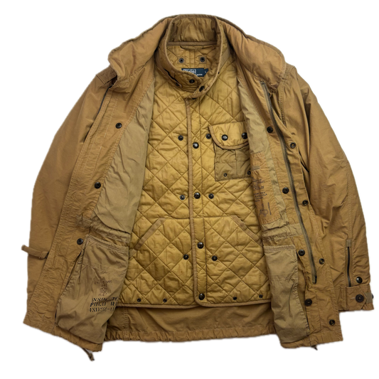 Polo Ralph Lauren 2 in 1 Tan Utility Jacket with Quilted Liner - L